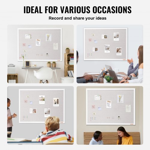 48x36 White Cork Board with Linen Surface WallMounted Bulletin Board  824 MM