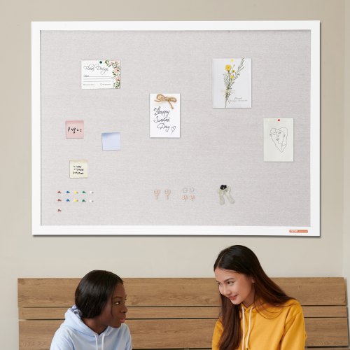 48x36 White Cork Board with Linen Surface WallMounted Bulletin Board  824 MM