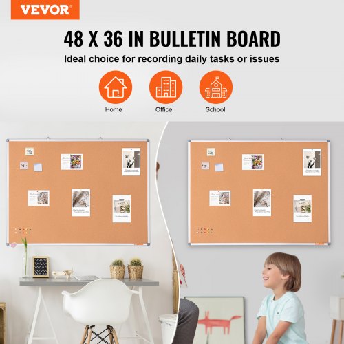 48x36 Large Cork Board  WallMounted Bulletin Board with Pin Board 