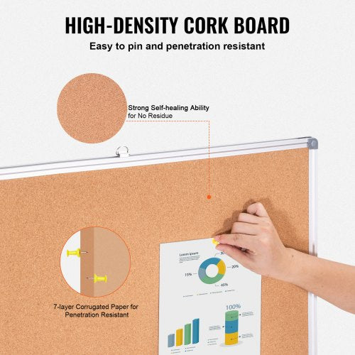 48x36 Large Cork Board  WallMounted Bulletin Board with Pin Board 