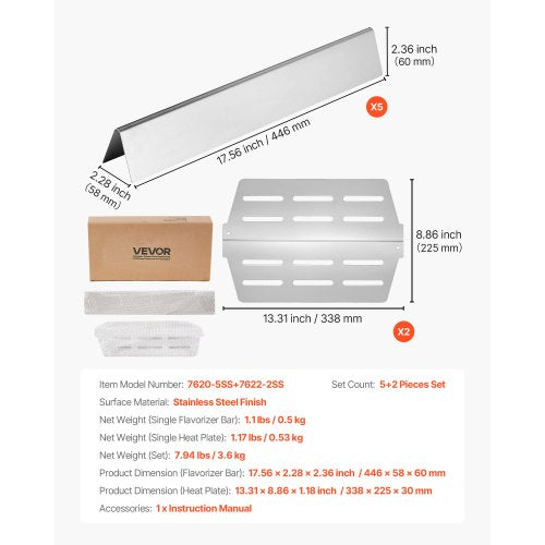 Flavorizer Bars and Heat Deflectors 17 inch Grill Replacement Part for Weber