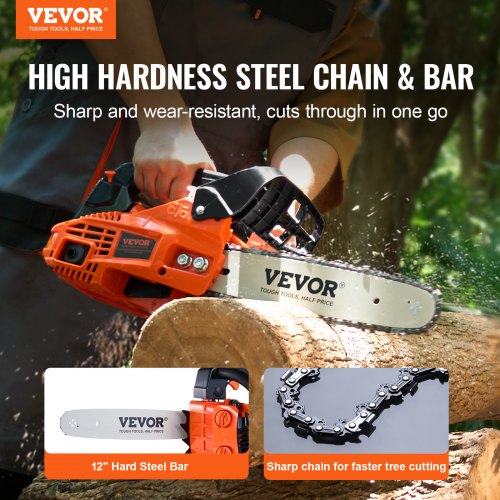 Gas Chainsaw 25.4CC 12" 1.2HP Gasoline Powered Chain Saw Handheld