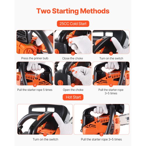 Gas Chainsaw 25.4CC 12" 1.2HP Gasoline Powered Chain Saw Handheld