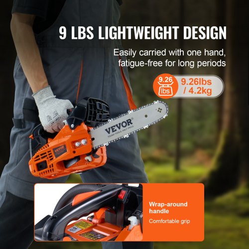 Gas Chainsaw 25.4CC 12" 1.2HP Gasoline Powered Chain Saw Handheld