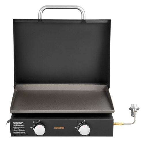 Gas Griddle 2 Burner Tabletop 22 Inch Portable Griddles Propane With Lid Oil