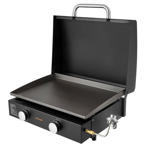 Gas Griddle 2 Burner Tabletop 22 Inch Portable Griddles Propane With Lid Oil