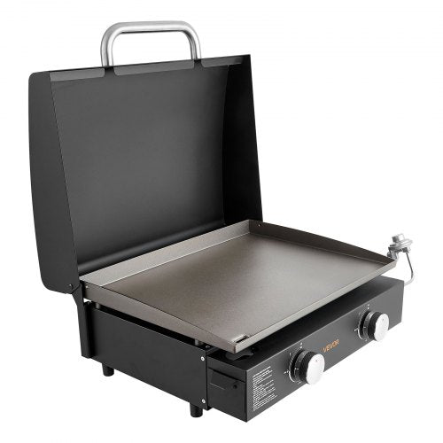 Gas Griddle 2 Burner Tabletop 22 Inch Portable Griddles Propane With Lid Oil