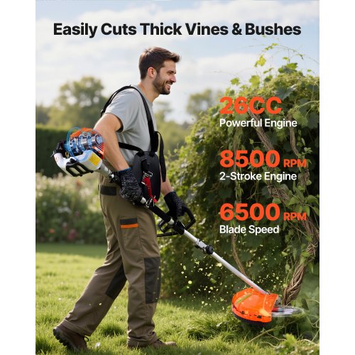 Gas Hedge Trimmer 2 Cycle Gas Power Handheld Hedge Trimmer 4in1 26cc