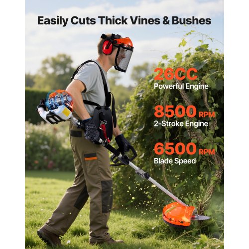 Gas Hedge Trimmer 2 Cycle Power Handheld 6In1 26Cc Weed Eater With Extension