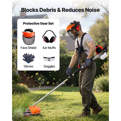 Gas Hedge Trimmer 2 Cycle Power Handheld 5In1 63Cc Cordless Weed Eater With