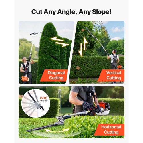 Gas Hedge Trimmer 2 Cycle Power Handheld 5In1 63Cc Cordless Weed Eater With