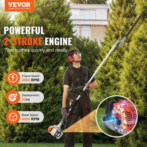 33CC 6in1 MultiFunctional Trimming Tools Gas Hedge Trimmer Weed Eater