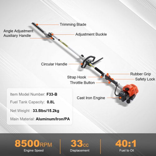33CC 6in1 MultiFunctional Trimming Tools Gas Hedge Trimmer Weed Eater