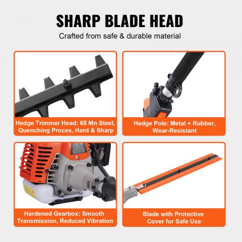 15.7inch 26CC 2 Cycle Gas Hedge Trimmer Gas Powered Pole Hedge Trimmer