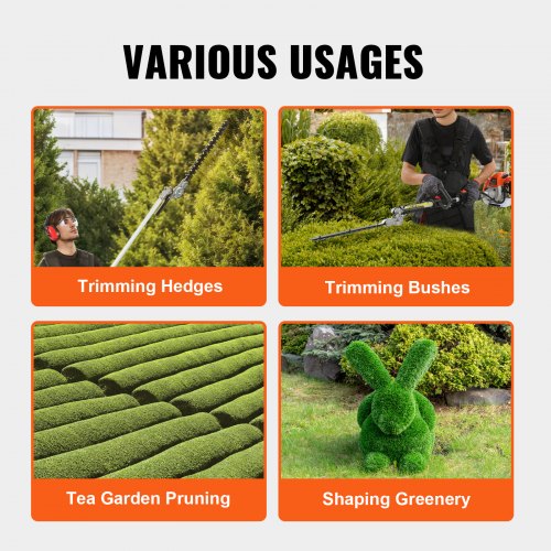 15.7inch 26CC 2 Cycle Gas Hedge Trimmer Gas Powered Pole Hedge Trimmer