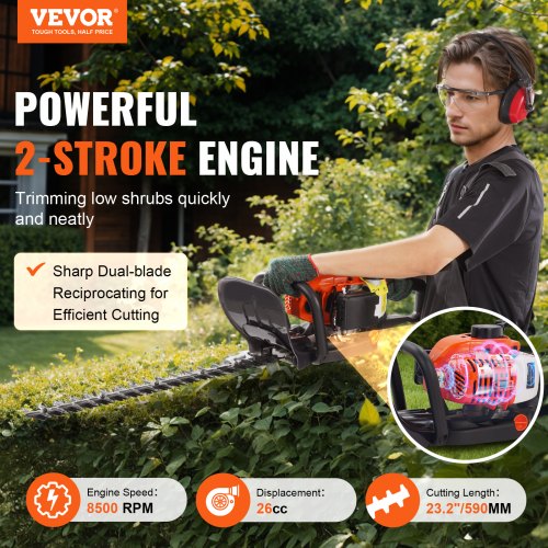 232inch 26CC 2 Cycle Gas Hedge Trimmer Gas Powered Handheld Hedge Trimmer