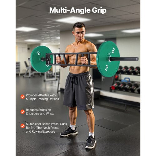 MultiGrip Barbell 2inch 3 Positions Swiss Bar 550 LBS Capacity Heavy