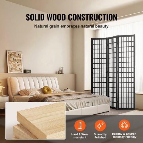 Room Divider 3 Panel Japanese Room Divider Wood Folding Privacy Screen