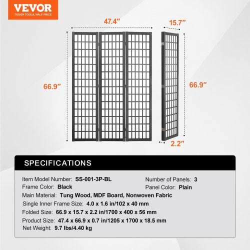 Room Divider 3 Panel Japanese Room Divider Wood Folding Privacy Screen