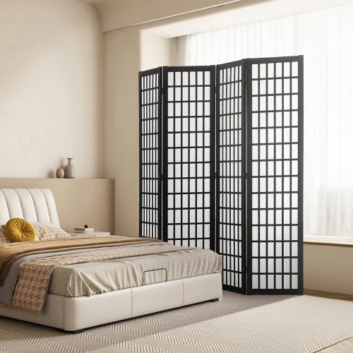 Room Divider 4 Panel Japanese Room Divider Wood Folding Privacy Screen