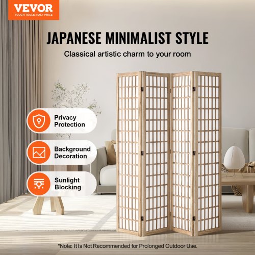 Room Divider 4 Panel Japanese Room Divider Folding Privacy Screen Indoor