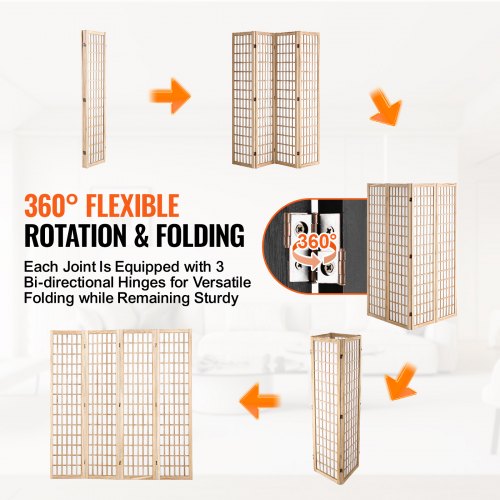 Room Divider 4 Panel Japanese Room Divider Folding Privacy Screen Indoor
