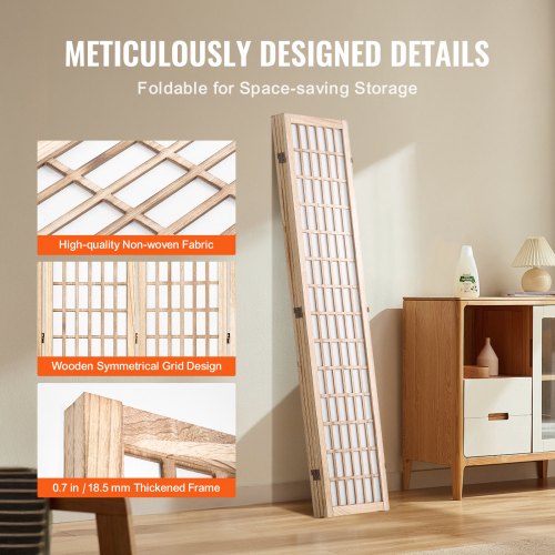 Room Divider 4 Panel Japanese Room Divider Folding Privacy Screen Indoor