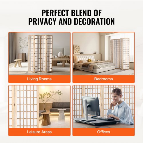 Room Divider 4 Panel Japanese Room Divider Folding Privacy Screen Indoor