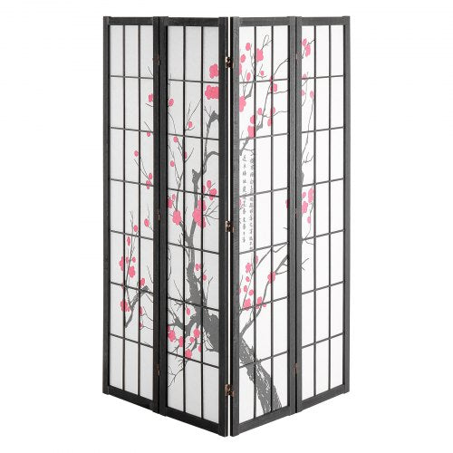 Room Divider 4 Panel Japanese Room Divider Screen Wood Folding Privacy