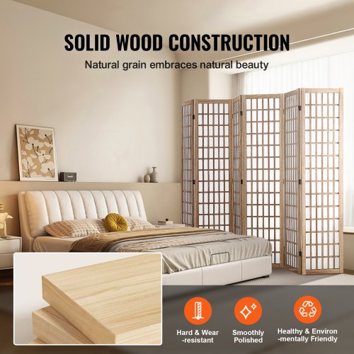 Room Divider 6 Panel Japanese Room Divider Wood Folding Privacy Screen