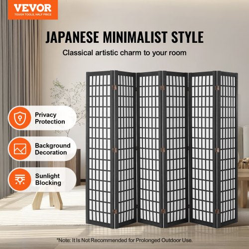Room Divider 6 Panel Japanese Room Divider Folding Privacy Screen Indoor