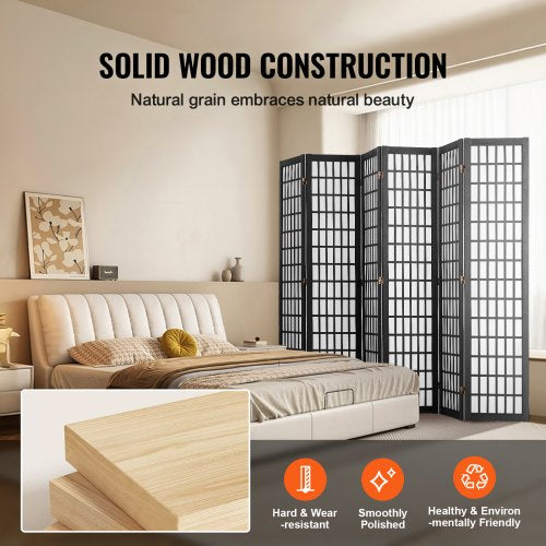 Room Divider 6 Panel Japanese Room Divider Folding Privacy Screen Indoor