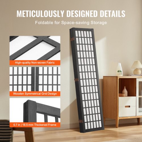 Room Divider 6 Panel Japanese Room Divider Folding Privacy Screen Indoor