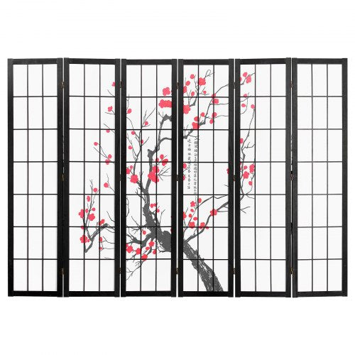 Room Divider 6 Panel Japanese Room Divider Screen Wood Folding Privacy