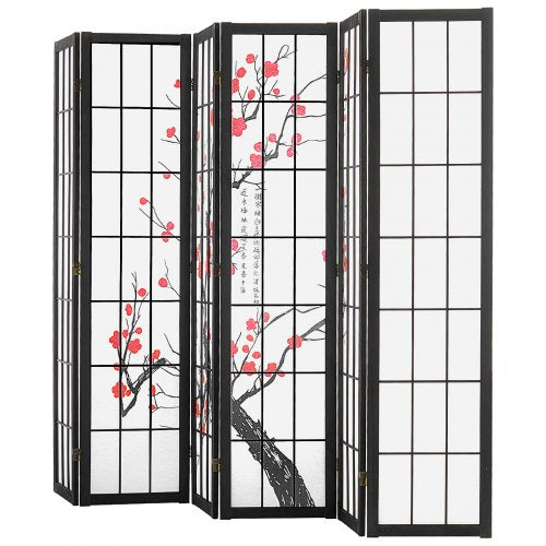 Room Divider 6 Panel Japanese Room Divider Screen Wood Folding Privacy