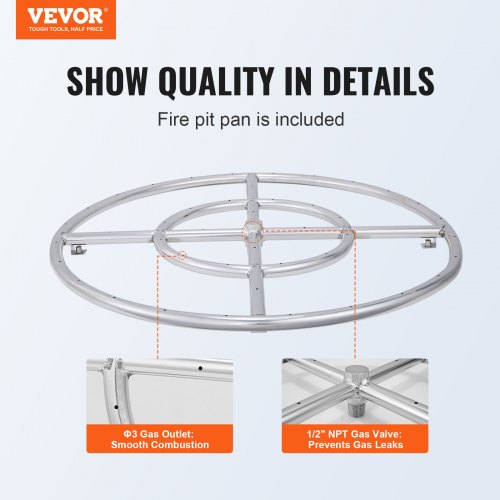 24 inch Round Dropin Fire Pit Pan Stainless Steel Fire Pit Burner Natural
