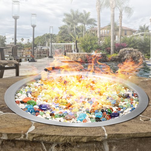 24 inch Round Dropin Fire Pit Pan Stainless Steel Fire Pit Burner Natural