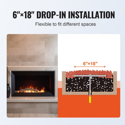 6 x 18 inch Dropin Fire Pit Pan Rectangular Stainless Steel Fire Pit