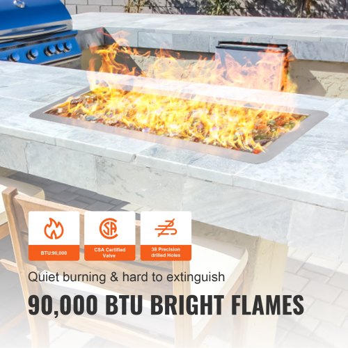 6 x 18 inch Dropin Fire Pit Pan Rectangular Stainless Steel Fire Pit