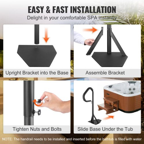 Hot Tub Handrail 360 Rotatable Spa Side Handrail with 3557 Adjustable