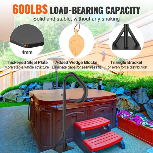 Hot Tub Handrail 360 Rotatable Spa Side Handrail with 4863 Adjustable