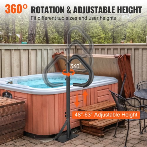 Hot Tub Handrail 360 Rotatable Spa Side Handrail with 4863 Adjustable