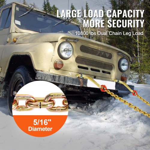 G80 V Bridle Chain 516 x 2 Towing Chain Bridle with 15 J Hooks and Grab