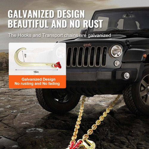G80 V Bridle Chain 516 x 2 Towing Chain Bridle with 15 J Hooks and Grab