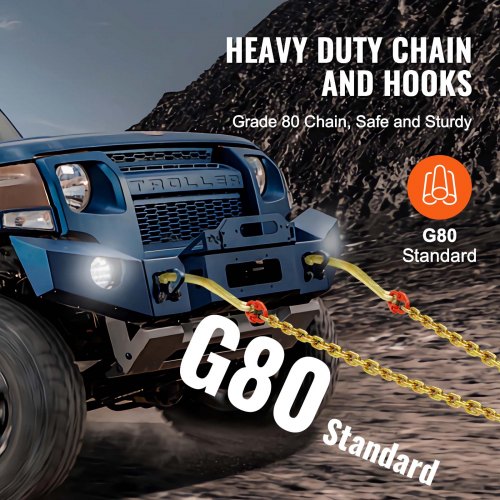 G80 V Bridle Chain 516 x 2 Towing Chain Bridle with 15 J Hooks and Grab