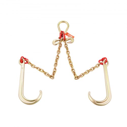 G80 V Bridle Chain 516 x 2 Towing Chain Bridle with 15 J Hooks and Grab