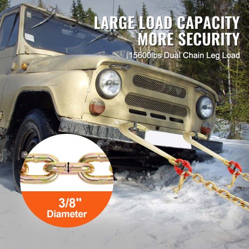 G80 V Bridle Chain 38 x 2 Towing Chain Bridle with 15 J Hooks T Hooks