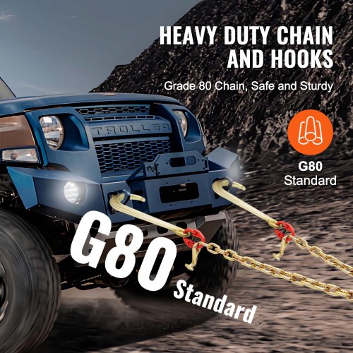 G80 V Bridle Chain 38 x 2 Towing Chain Bridle with 15 J Hooks T Hooks