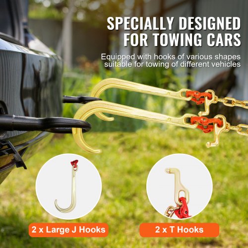 G80 V Bridle Chain 38 x 2 Towing Chain Bridle with 15 J Hooks T Hooks