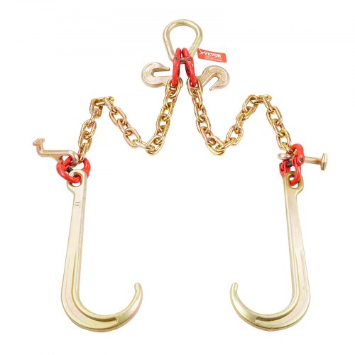 G80 V Bridle Chain 38 x 2 Towing Chain Bridle with 15 J Hooks T Hooks